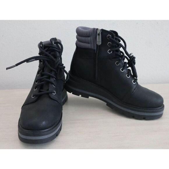 Timberland A2KQZ Women's Sz 6 Black Cervina Valley WR Leather Hiking Boots - Picture 1 of 10